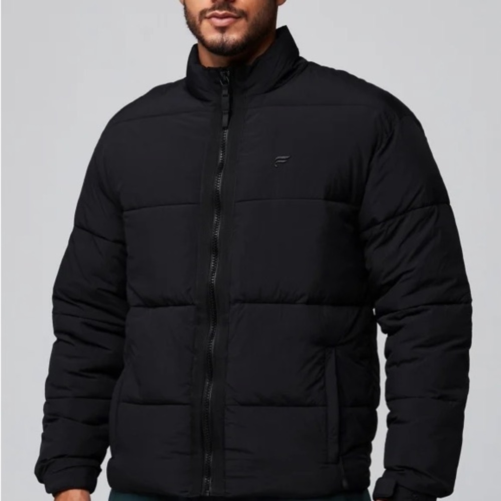 New men’s Fabletics The Essential Puffer Jacket Coat black XXL